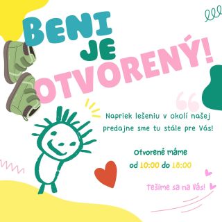 👶👟 Beni je späť z dovolenky! 🎉 Aj keď sa okolie našej predajne práve mení na umelecké dielo obkolesené lešením (nebojte...